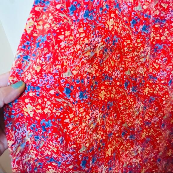 VICI Women's Santana Floral Tiered Off Shoulder Midi Dress Sz Medium Red Boho - Picture 6 of 13